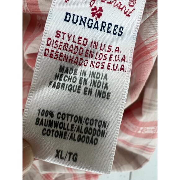 Lucky Brand XL Pearl Snap Long Sleeve Plaid Shirt Red Beige Tan Cowboy Rodeo - Picture 4 of 14